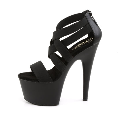 Pleaser Womens Sandals ADORE-769 Blk Elastic Band-Faux Leather/Blk Matte