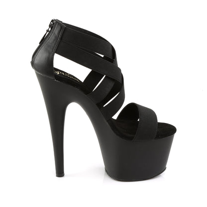 Pleaser Womens Sandals ADORE-769 Blk Elastic Band-Faux Leather/Blk Matte