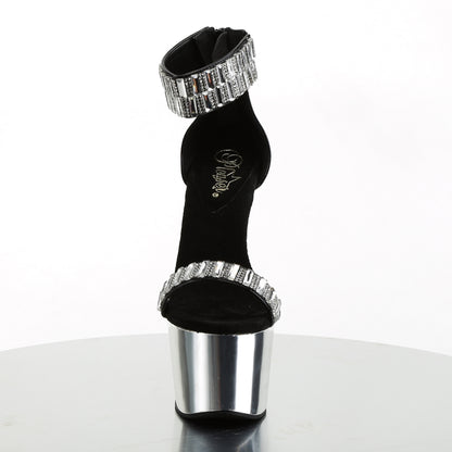 Pleaser Womens Sandals ADORE-769RS Blk/Slv Chrome