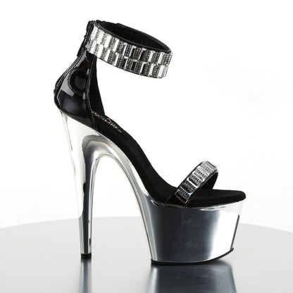 Pleaser Womens Sandals ADORE-769RS Blk/Slv Chrome
