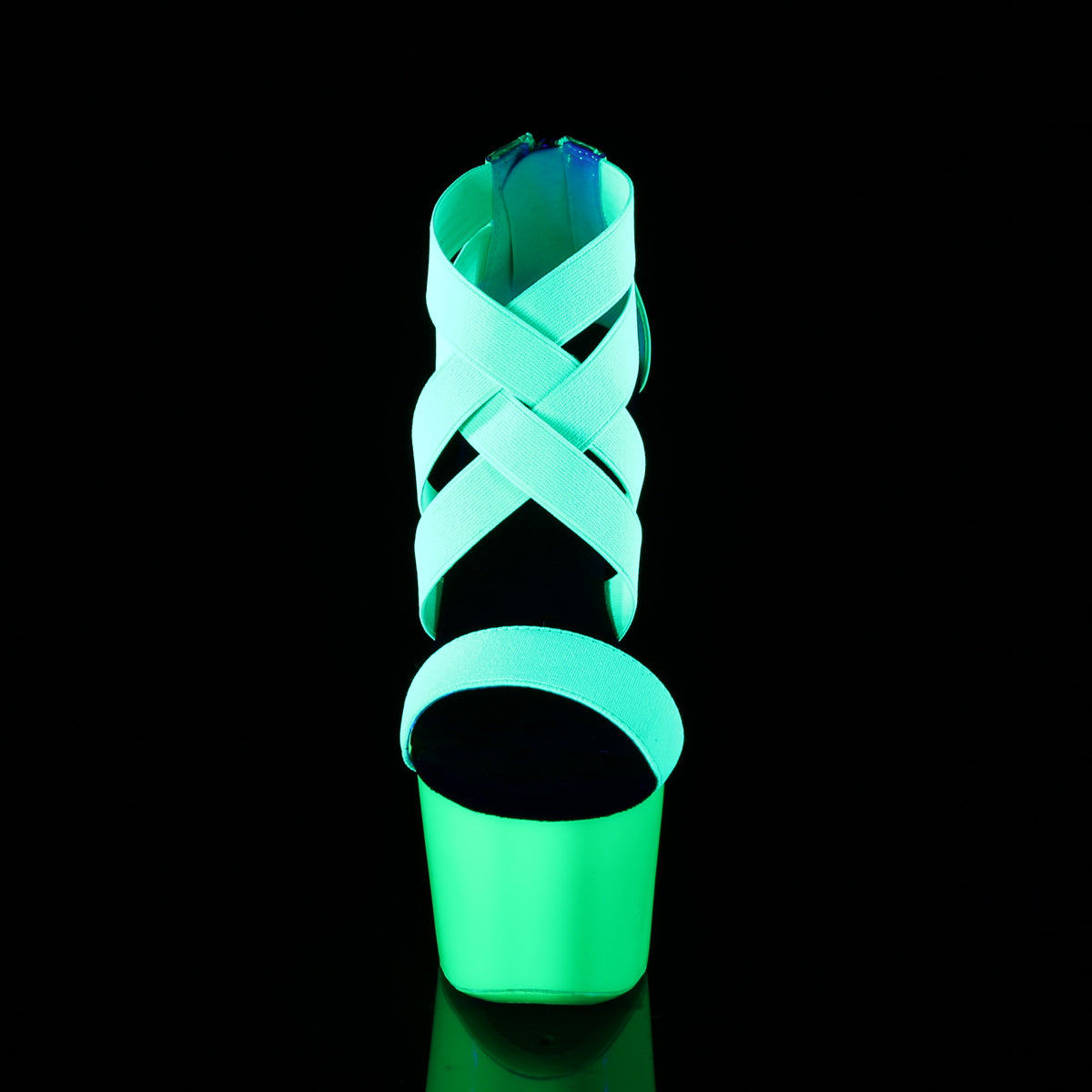 Pleaser Damen Sandalen ADORE-769UV Neongrünes elastisches Band-Patent / Neongrün