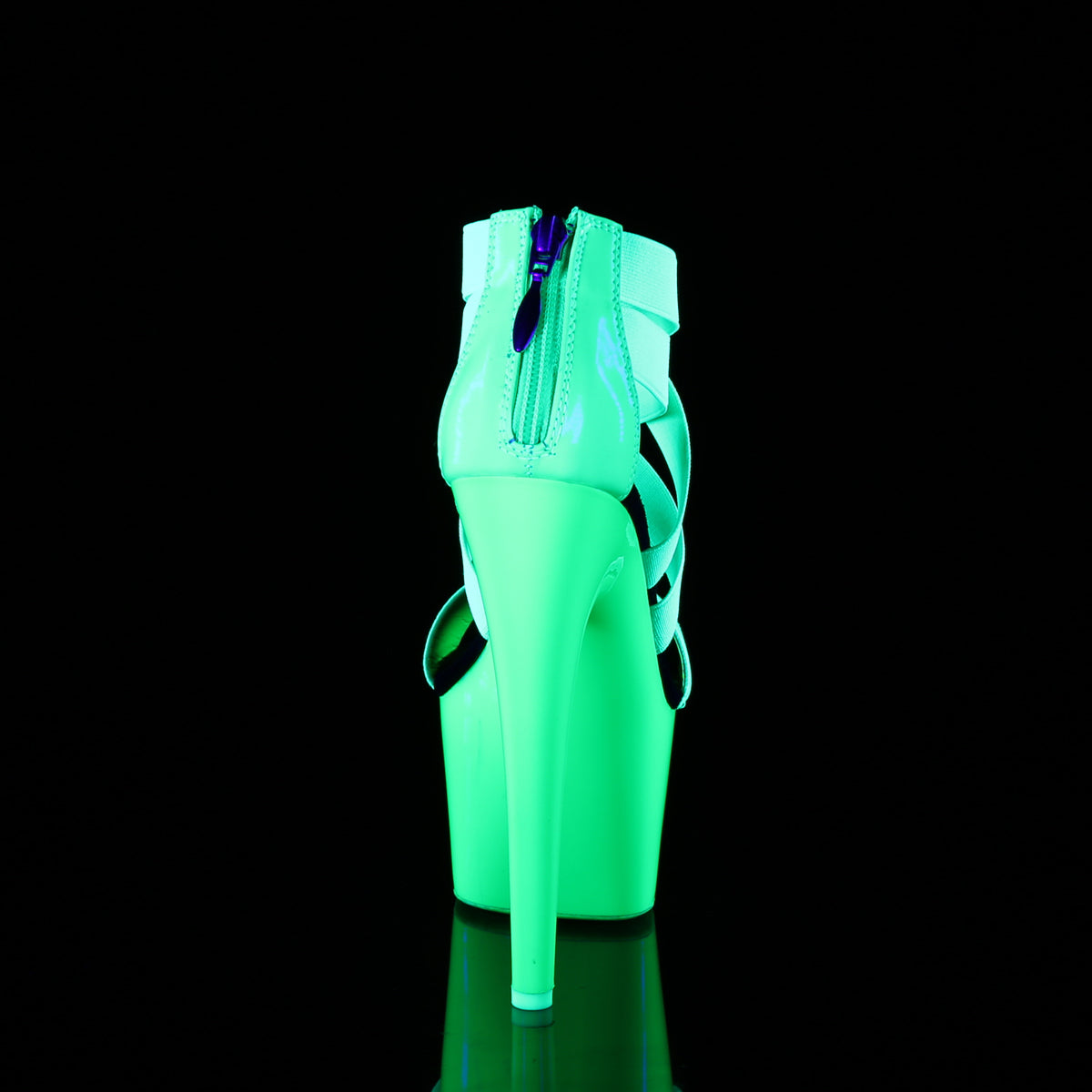 Pleaser Damen Sandalen ADORE-769UV Neongrünes elastisches Band-Patent / Neongrün