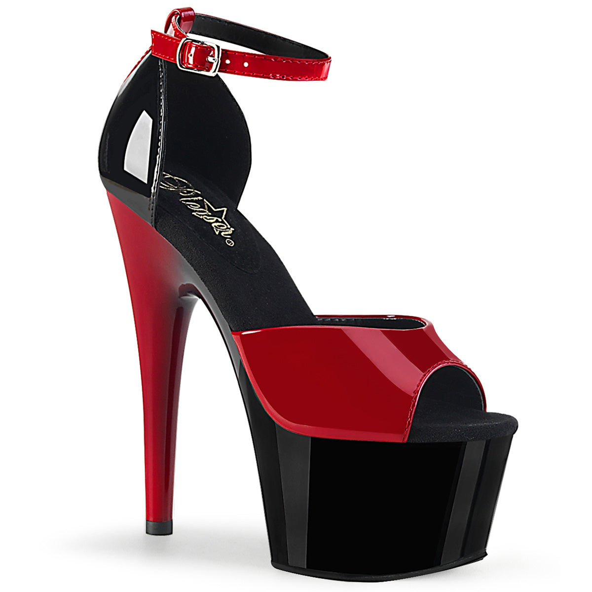 Pleaser Damen Sandalen ADORE-789 rot-black pat / black-rot