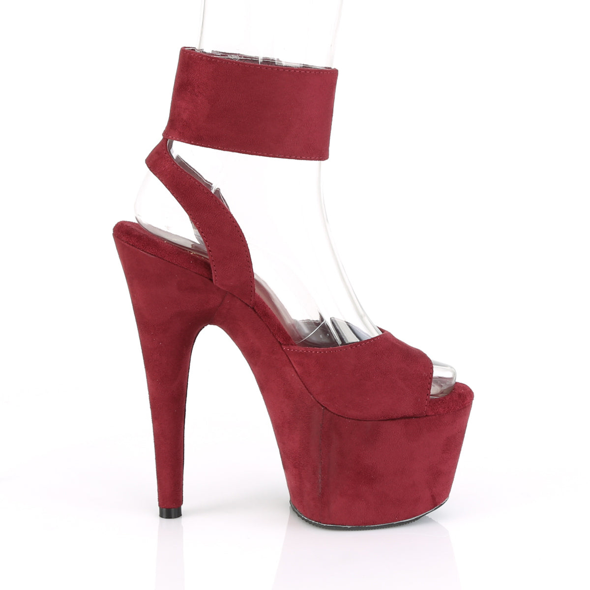 Pleaser Womens Sandals ADORE-791FS Burgundy Faux Suede/Burgundy Faux Suede