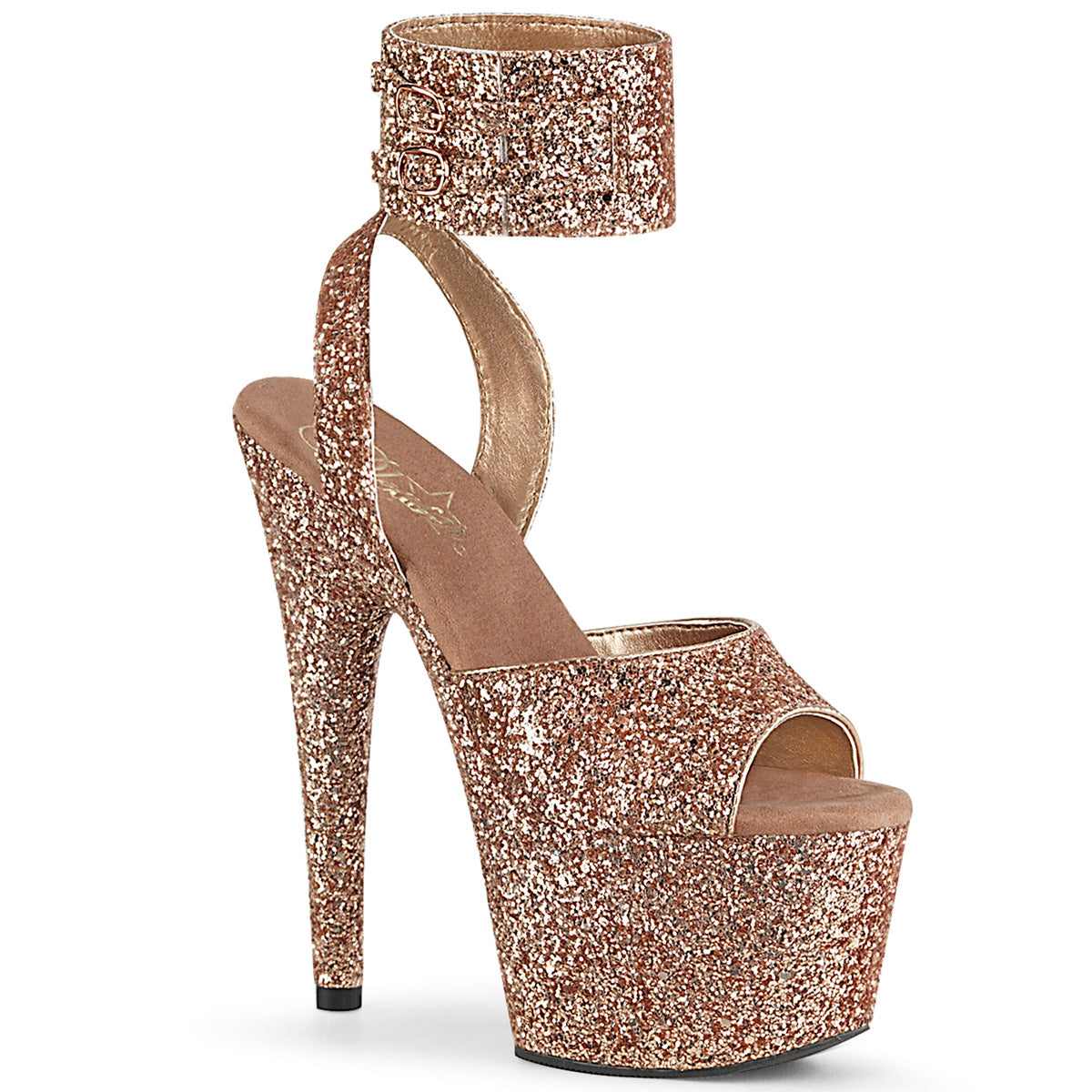 Pleaser Damen Sandalen ADORE-791lg Rose Gold Glitter / Rose Gold Glitter