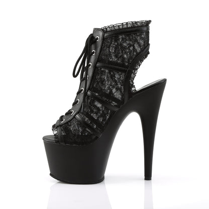 Pleaser Womens Ankle Boots ADORE-796LC Blk Mesh Lace/Blk Matte
