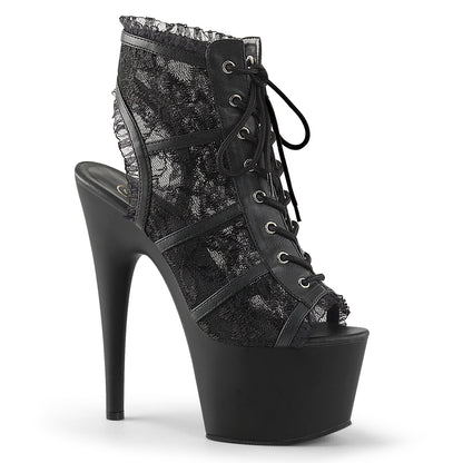 Pleaser Womens Ankle Boots ADORE-796LC Blk Mesh Lace/Blk Matte