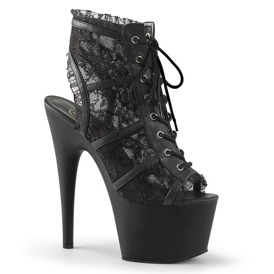 Pleaser Womens Ankle Boots ADORE-796LC Blk Mesh Lace/Blk Matte