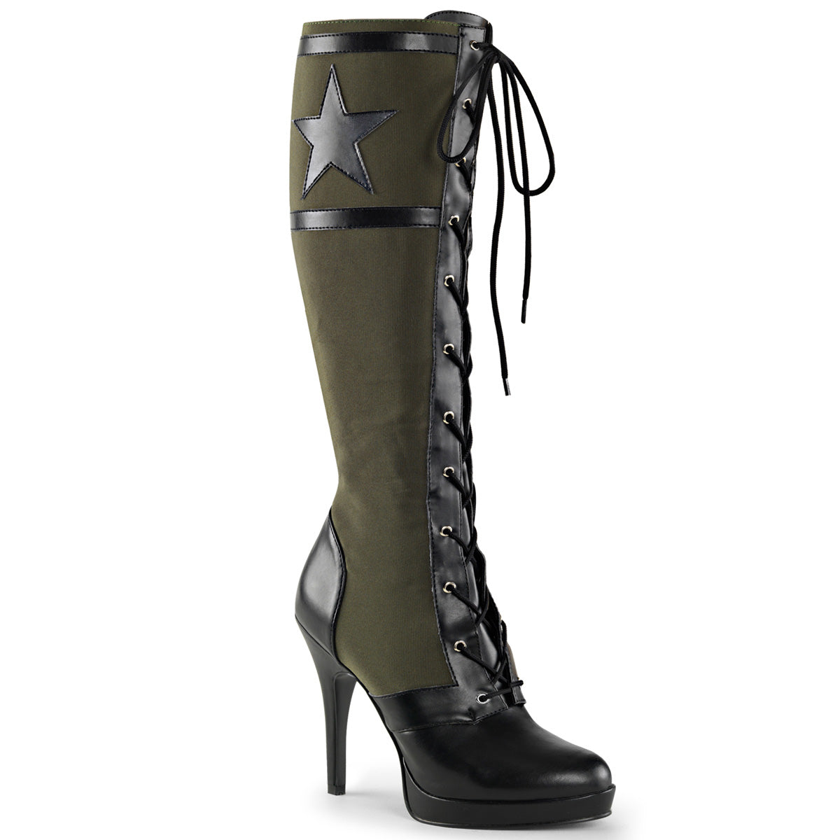 Funtasma Womens Boots. ARENA-2022 BLK PU-Army Green Canvas