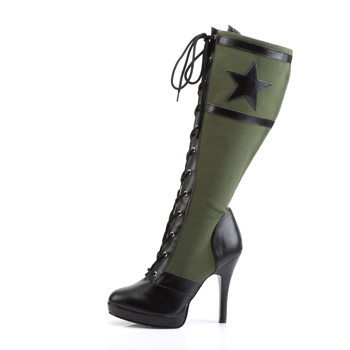 Funtasma Womens Boots. ARENA-2022 BLK PU-Army Green Canvas