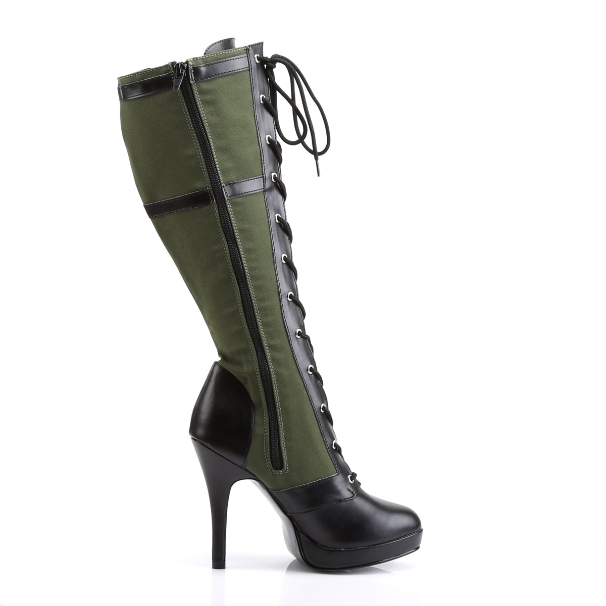 Funtasma Womens Boots. ARENA-2022 BLK PU-Army Green Canvas