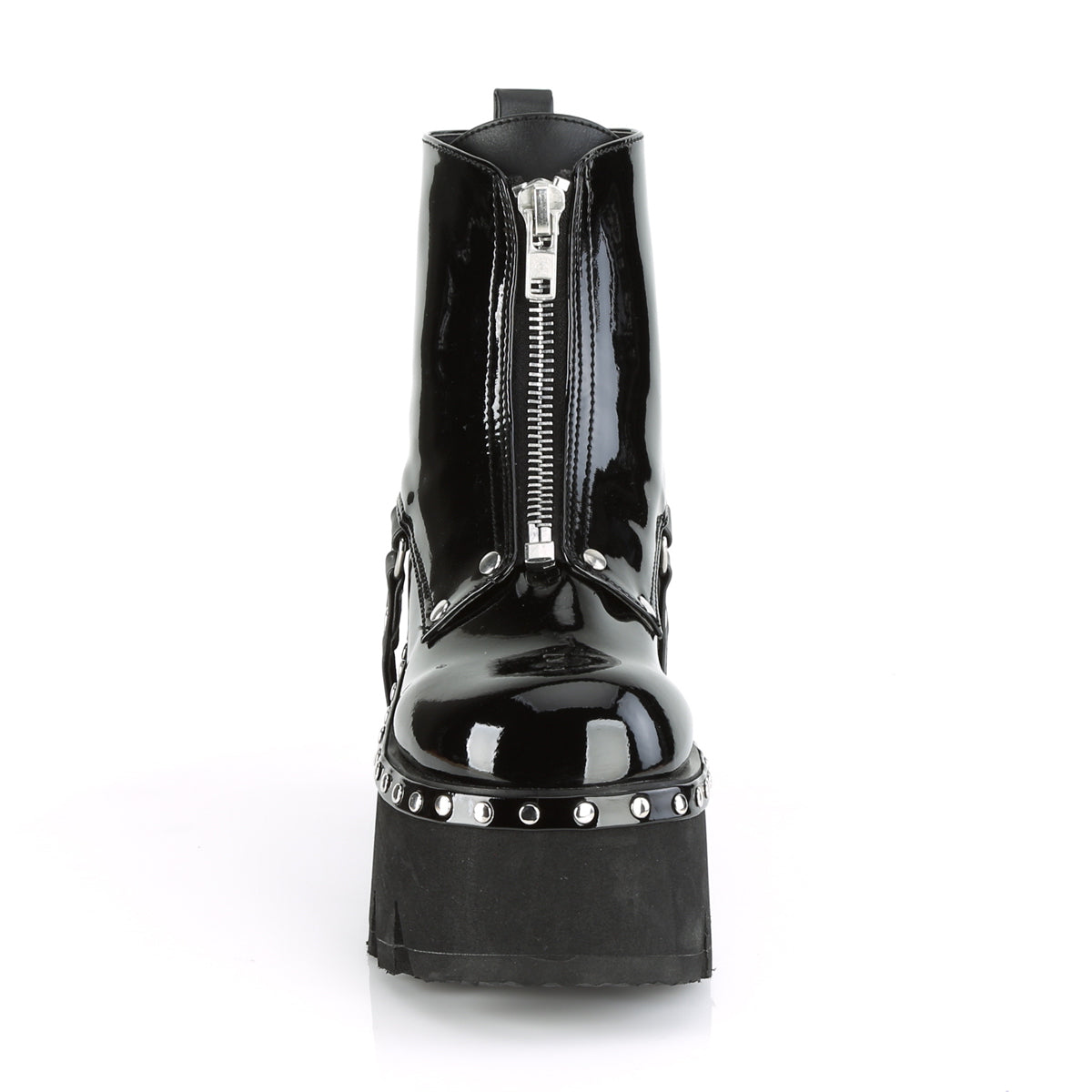 DemoniaCult Damenknöchelstiefel ASHES-100 BLK Pat-Vegan Leder
