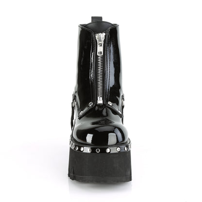 DemoniaCult Damenknöchelstiefel ASHES-100 BLK Pat-Vegan Leder