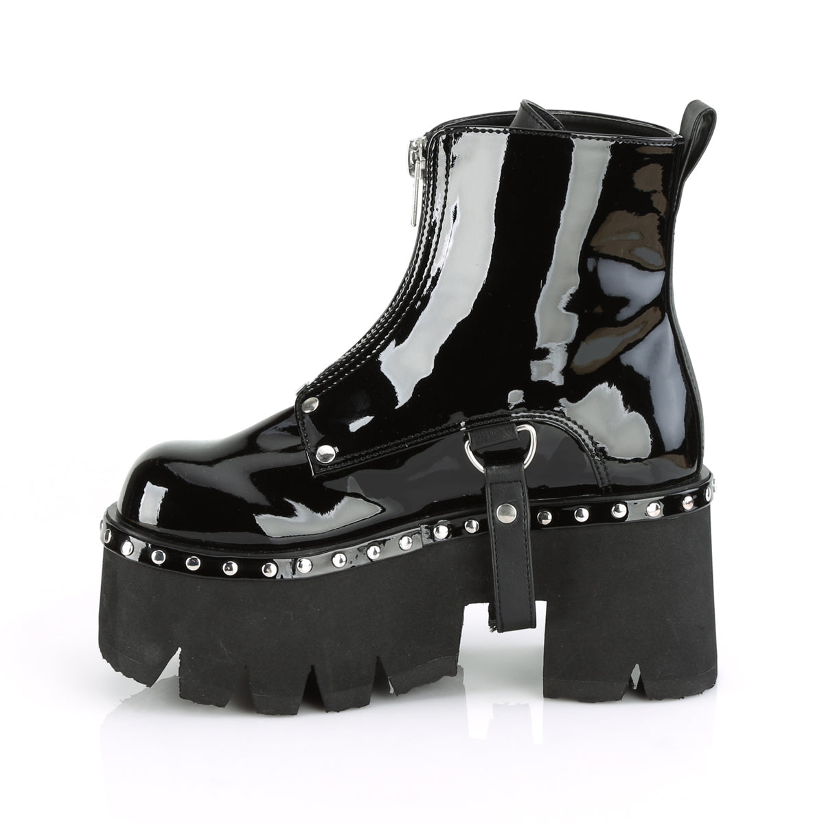 DemoniaCult Damenknöchelstiefel ASHES-100 BLK Pat-Vegan Leder
