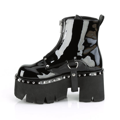 DemoniaCult Damenknöchelstiefel ASHES-100 BLK Pat-Vegan Leder
