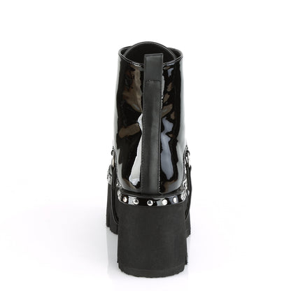 DemoniaCult Damenknöchelstiefel ASHES-100 BLK Pat-Vegan Leder