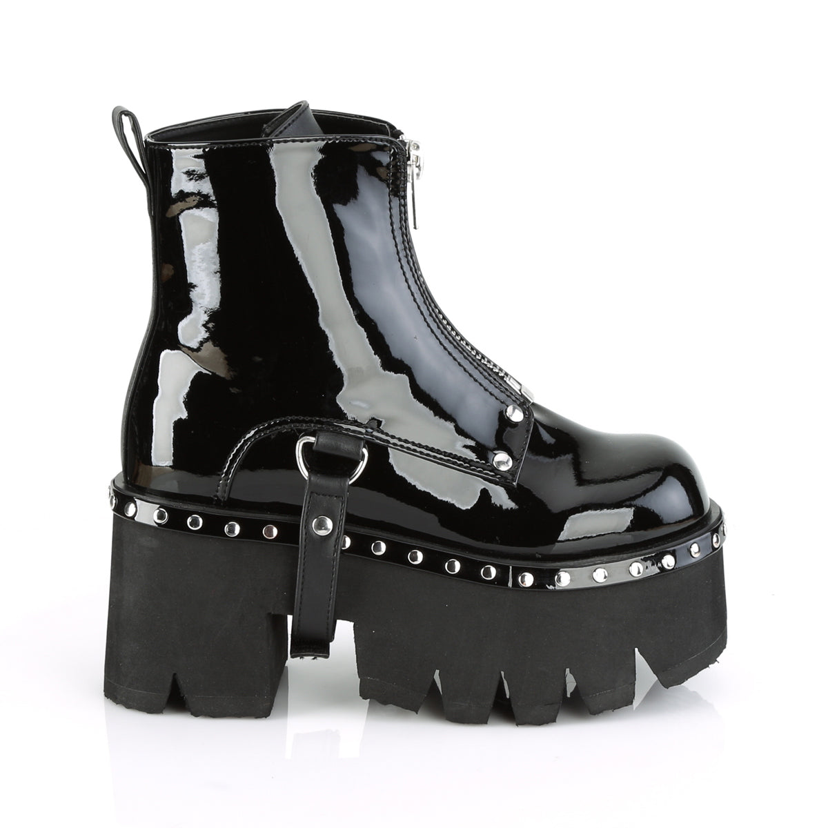 DemoniaCult Damenknöchelstiefel ASHES-100 BLK Pat-Vegan Leder