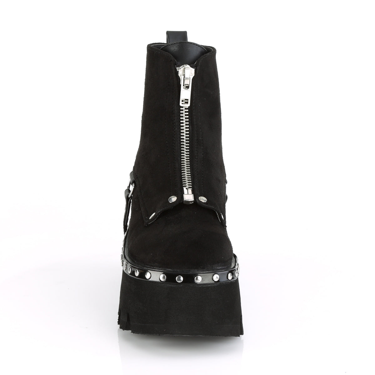 DemoniaCult Damenknöchelstiefel ASHES-100 BLK Veganer Wildleder-Blk V. Le