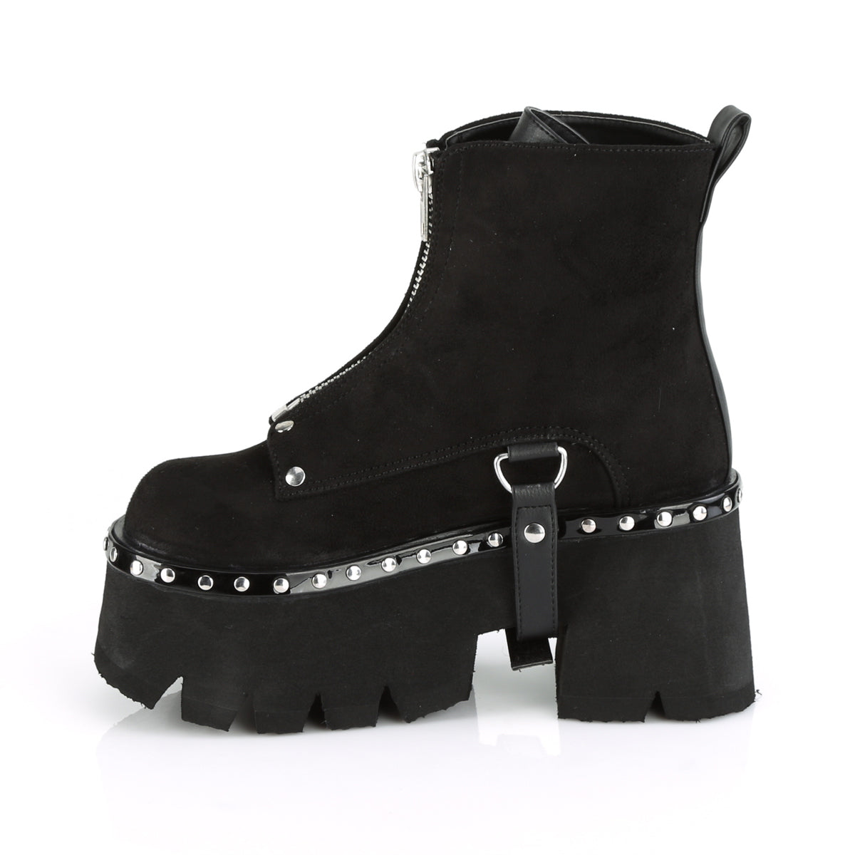 DemoniaCult Damenknöchelstiefel ASHES-100 BLK Veganer Wildleder-Blk V. Le