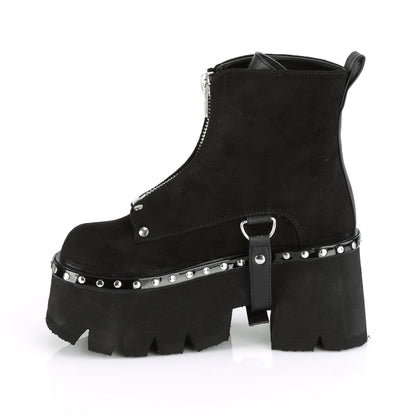 DemoniaCult Damenknöchelstiefel ASHES-100 BLK Veganer Wildleder-Blk V. Le
