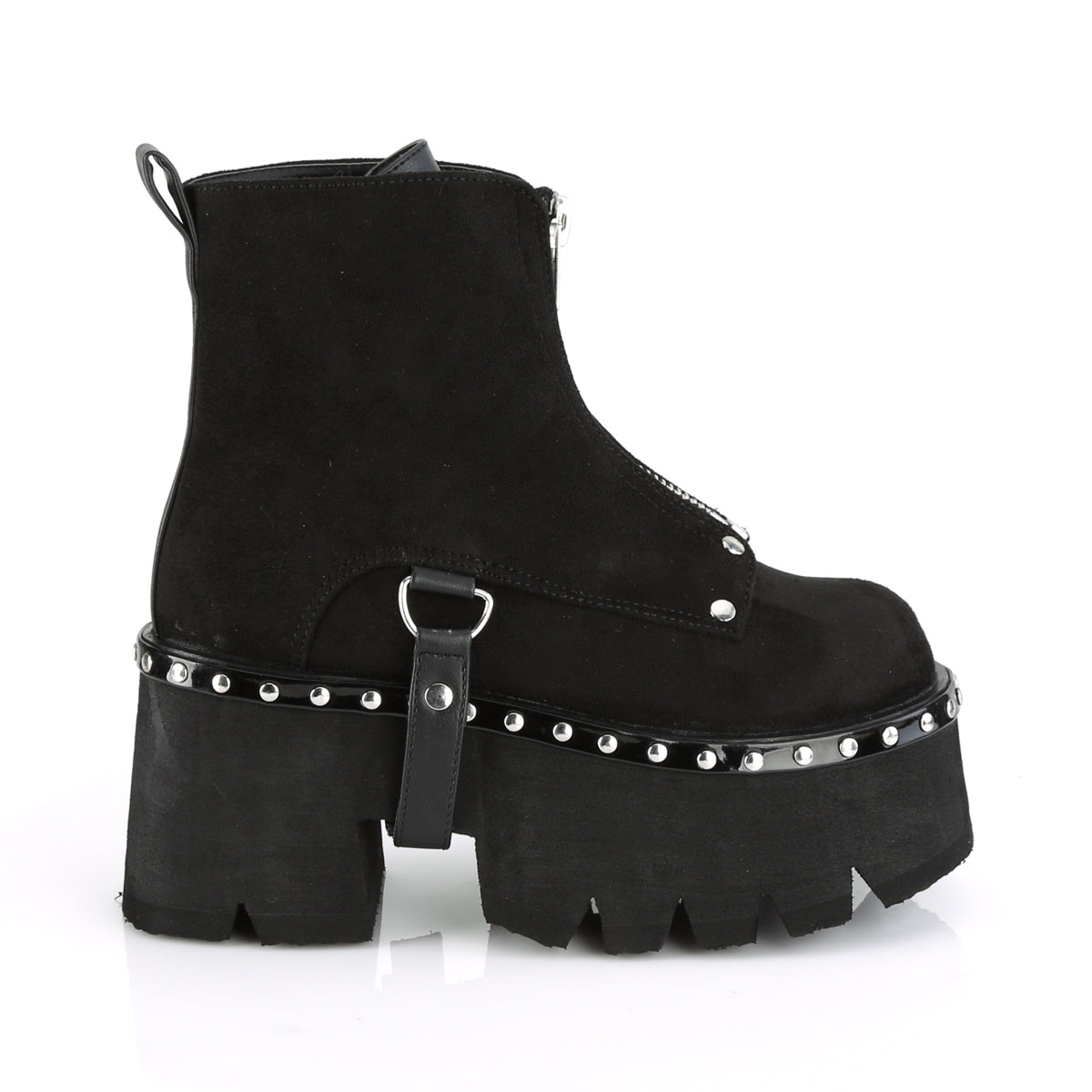 DemoniaCult Damenknöchelstiefel ASHES-100 BLK Veganer Wildleder-Blk V. Le