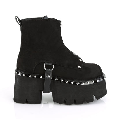 DemoniaCult Damenknöchelstiefel ASHES-100 BLK Veganer Wildleder-Blk V. Le