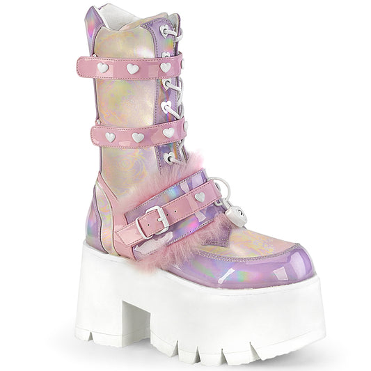 DemoniaCult  Stiefel ASHES-120 B.Pink-Lavender Holographic Pat