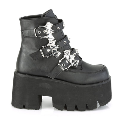 DemoniaCult Damenknöchelstiefel ASHES-55 BLK Vegan Leder