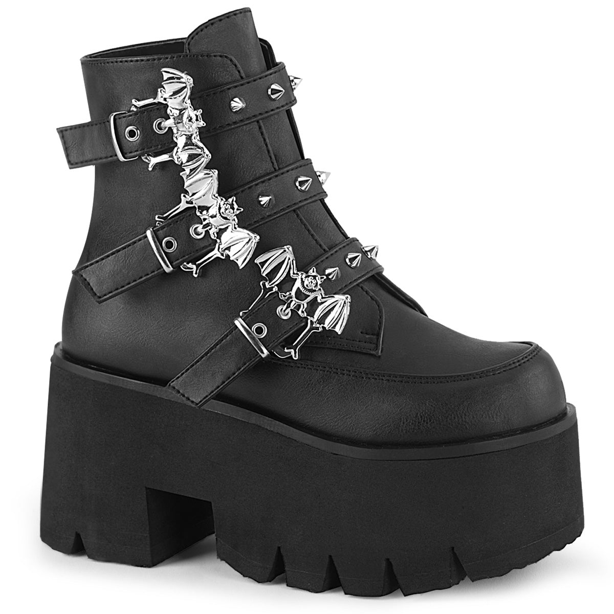 DemoniaCult Womens Ankle Boots ASHES-55 Blk Vegan Leather