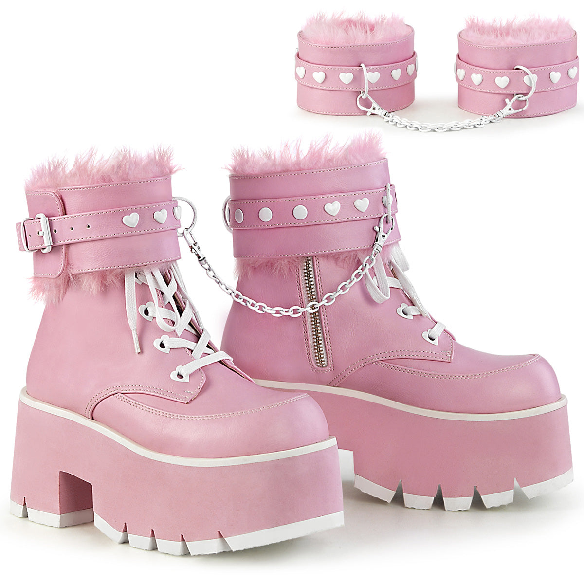 DemoniaCult  Stiefeletten ASHES-57 B. Pink Vegan Leder