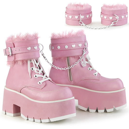 DemoniaCult  Stiefeletten ASHES-57 B. Pink Vegan Leder