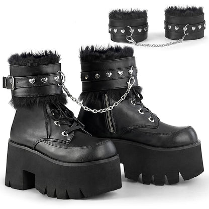 DemoniaCult Damenknöchelstiefel ASHES-57 BLK Vegan Leder