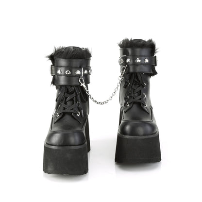DemoniaCult Damenknöchelstiefel ASHES-57 BLK Vegan Leder
