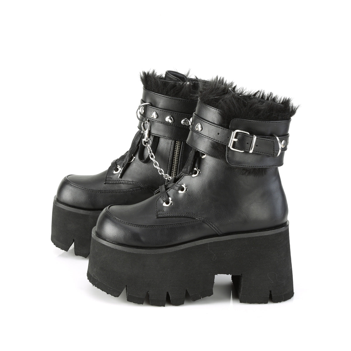 DemoniaCult Damenknöchelstiefel ASHES-57 BLK Vegan Leder