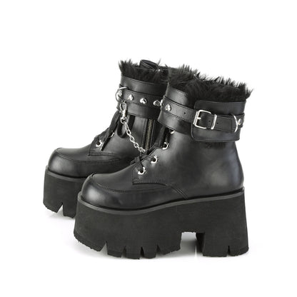 DemoniaCult Damenknöchelstiefel ASHES-57 BLK Vegan Leder