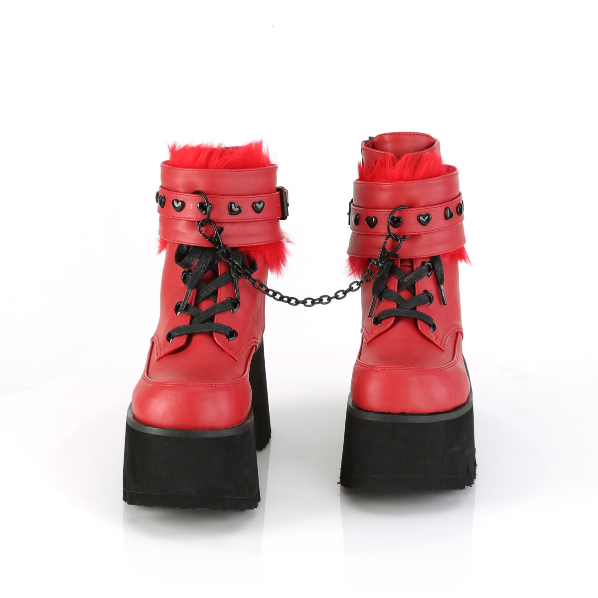 DemoniaCult Damenknöchelstiefel ASHES-57 rotes veganes Leder