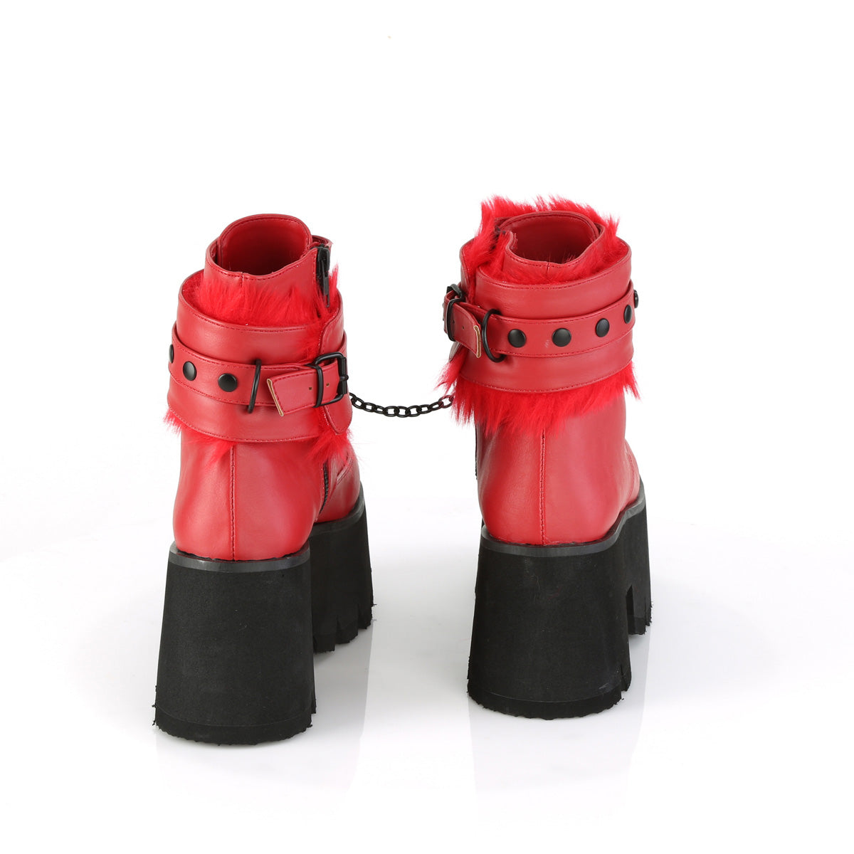 DemoniaCult Damenknöchelstiefel ASHES-57 rotes veganes Leder