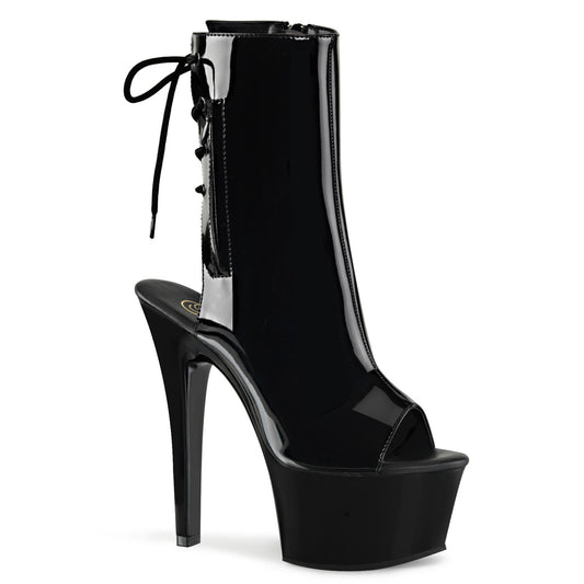 Pleaser Womens Ankle Boots ASPIRE-1018 Blk Pat/Blk