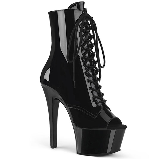 Pleaser Womens Ankle Boots ASPIRE-1021 Blk Pat/Blk