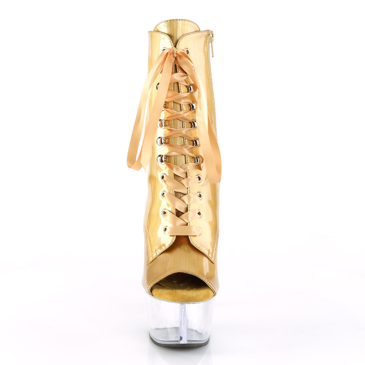 Pleaser Damen Knöchelstiefel ASPIRE-1021bhg Gold gebürstetes Hologramm / CLR