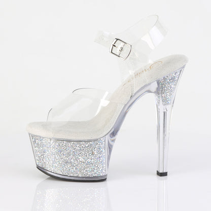 Pleaser Women's Platform Shoes ASPIRE-608RSI Clr/Clr-Slv AB RS