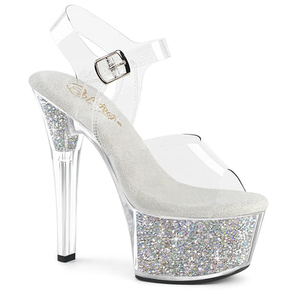 Pleaser Women's Platform Shoes ASPIRE-608RSI Clr/Clr-Slv AB RS