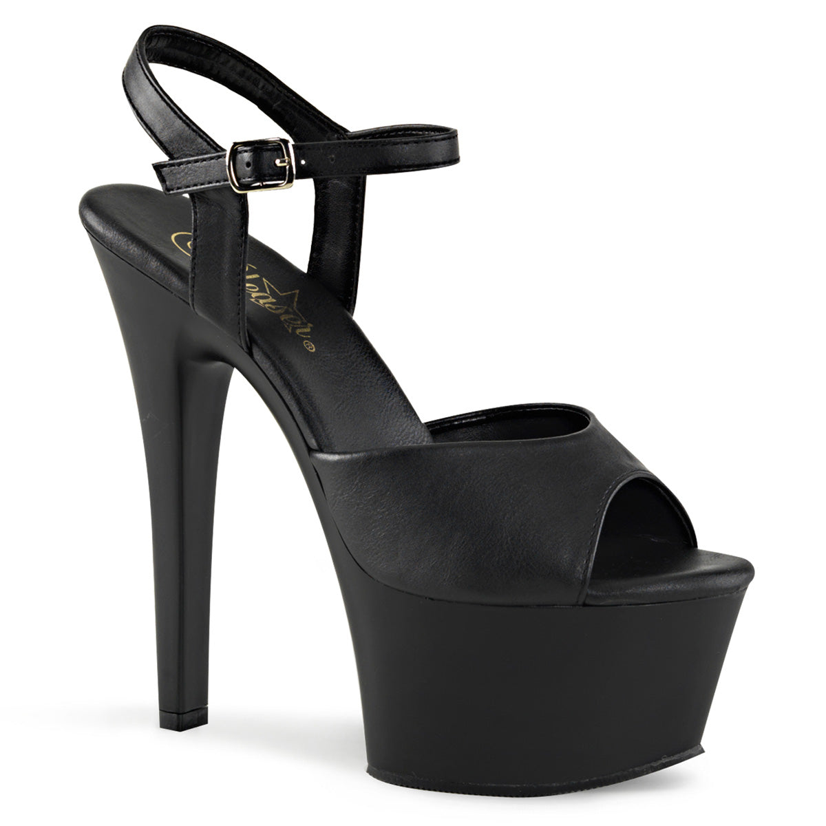 Pleaser Womens Sandals ASPIRE-609 Blk Faux Leather/Blk Matte