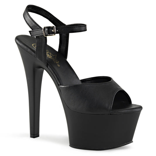 Pleaser Womens Sandals ASPIRE-609 Blk Faux Leather/Blk Matte