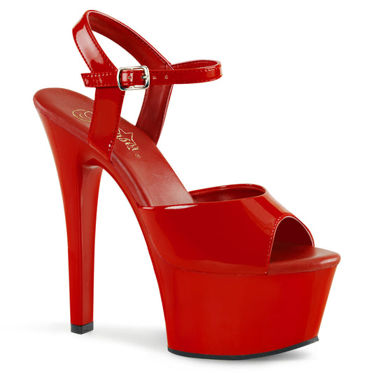 Pleaser Womens Sandals ASPIRE-609 Red Pat/Red