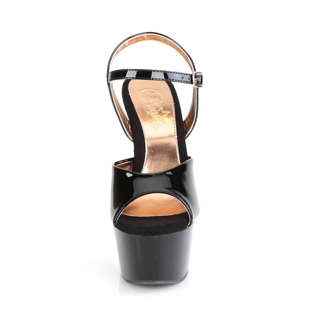 Pleaser Damen Sandalen ASPIRE-609TT BLK Pat / BLK-ROSE GOLD CHROME