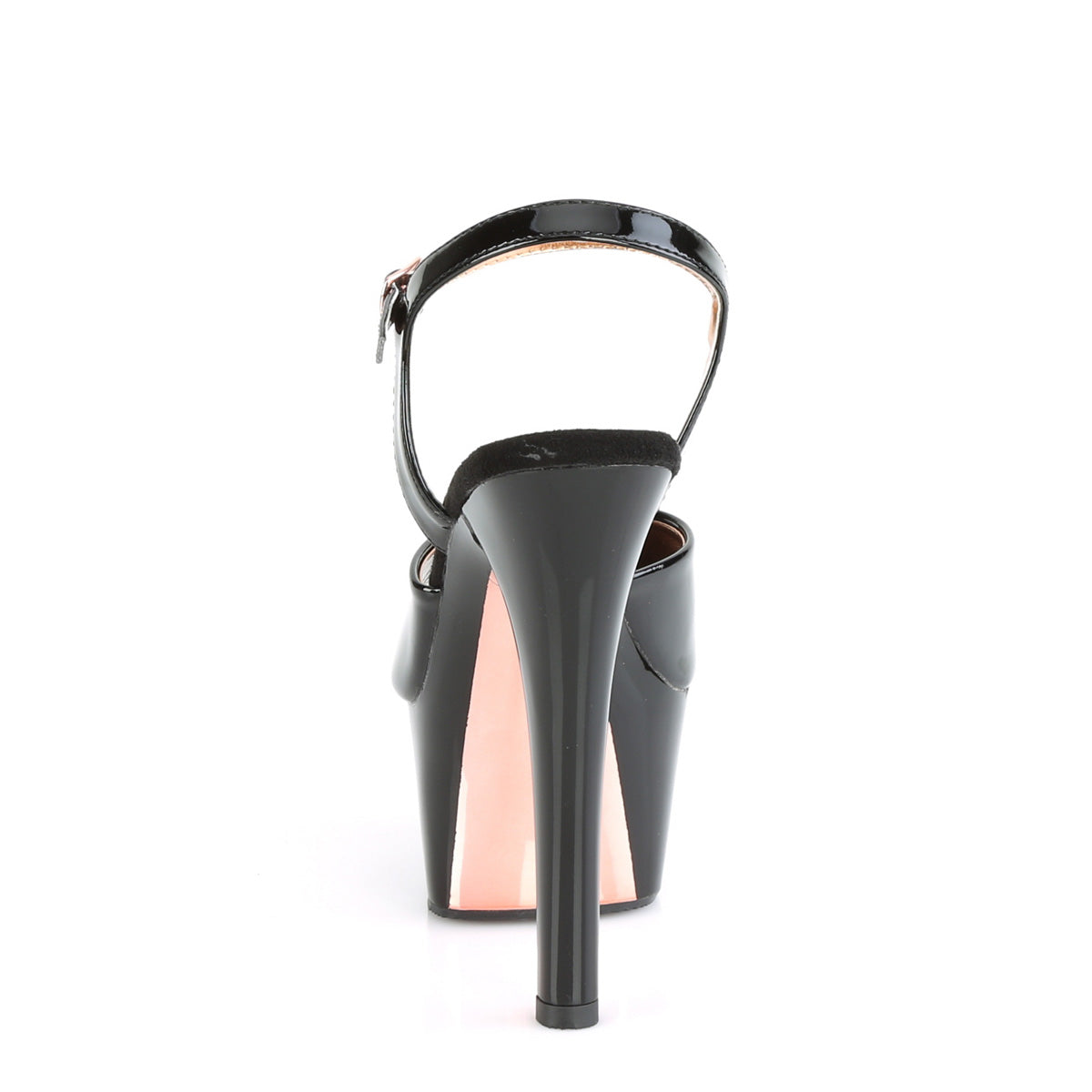 Pleaser Damen Sandalen ASPIRE-609TT BLK Pat / BLK-ROSE GOLD CHROME