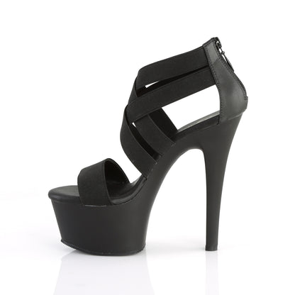 Pleaser Damen Sandalen ASPIRE-669 BLK elastisches Band-Faux-Leder / BLK Matte
