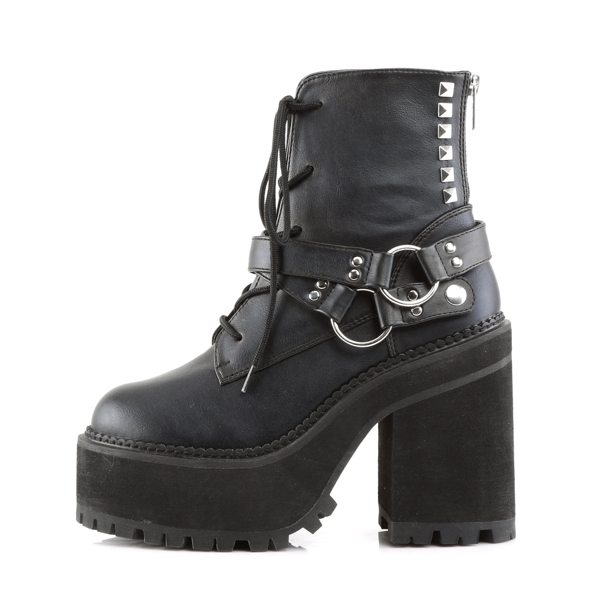 DemoniaCult Damenknöchelstiefel ASSAULT-101 BLK Vegan Leder