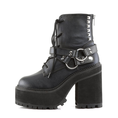 DemoniaCult Damenknöchelstiefel ASSAULT-101 BLK Vegan Leder